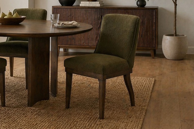 Gallery Direct Set of 2 Kelvedon Dining Chairs in Green Boucle Gallery Direct Set of 2 Kelvedon Dining Chairs in Green Boucle