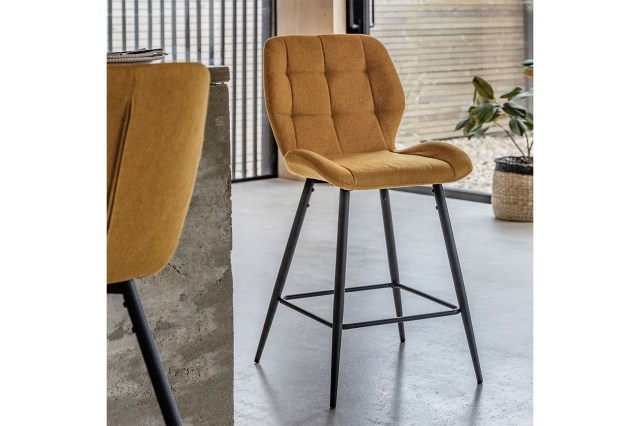 Gallery Direct Set of 2 Manford Fabric Bar Stools in Saffron Gallery Direct Set of 2 Manford Fabric Bar Stools in Saffron