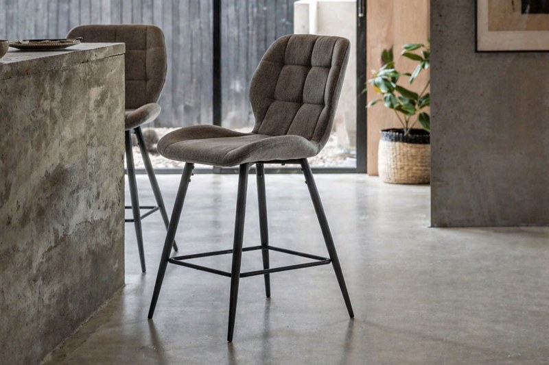 Gallery Direct Set of 2 Manford Fabric Bar Stools in Light Grey Gallery Direct Set of 2 Manford Fabric Bar Stools in Light Grey