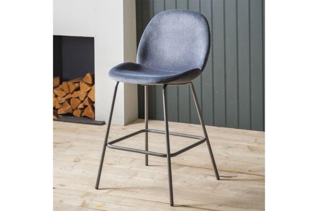 Gallery Direct Set of 2 Flanagan Bar Stools in Grey Velvet Gallery Direct Set of 2 Flanagan Bar Stools in Grey Velvet