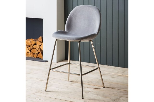 Gallery Direct Set of 2 Flanagan Bar Stools in Dark Grey Velvet Gallery Direct Set of 2 Flanagan Bar Stools in Dark Grey Velvet