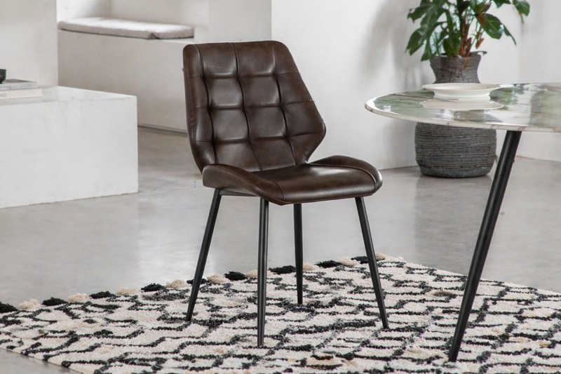 Gallery Direct Set of 2 Manford Leather Dining Chairs in Brown Gallery Direct Set of 2 Manford Leather Dining Chairs in Brown