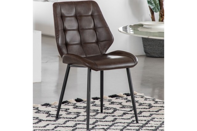 Gallery Direct Set of 2 Manford Leather Dining Chairs in Brown Gallery Direct Set of 2 Manford Leather Dining Chairs in Brown