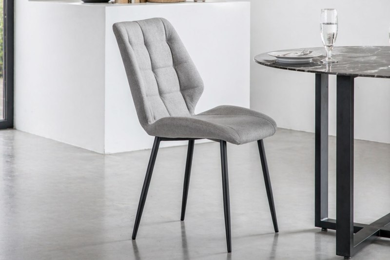 Gallery Direct Set of 2 Manford Fabric Dining Chairs in Light Grey Gallery Direct Set of 2 Manford Fabric Dining Chairs in Light Grey