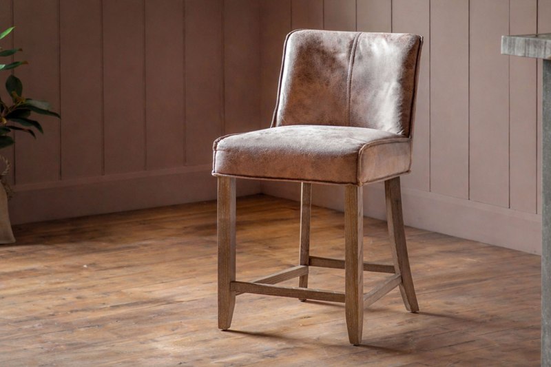 Gallery Direct Set of 2 Tarnby Bar Stools in Tan Brown Leather Gallery Direct Set of 2 Tarnby Bar Stools in Tan Brown Leather