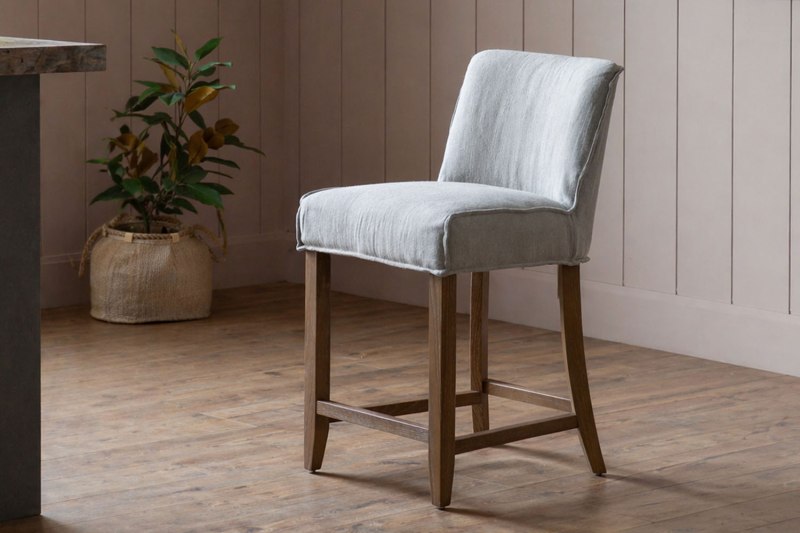 Gallery Direct Set of 2 Tarnby Bar Stools in Cement Grey Linen Gallery Direct Set of 2 Tarnby Bar Stools in Cement Grey Linen