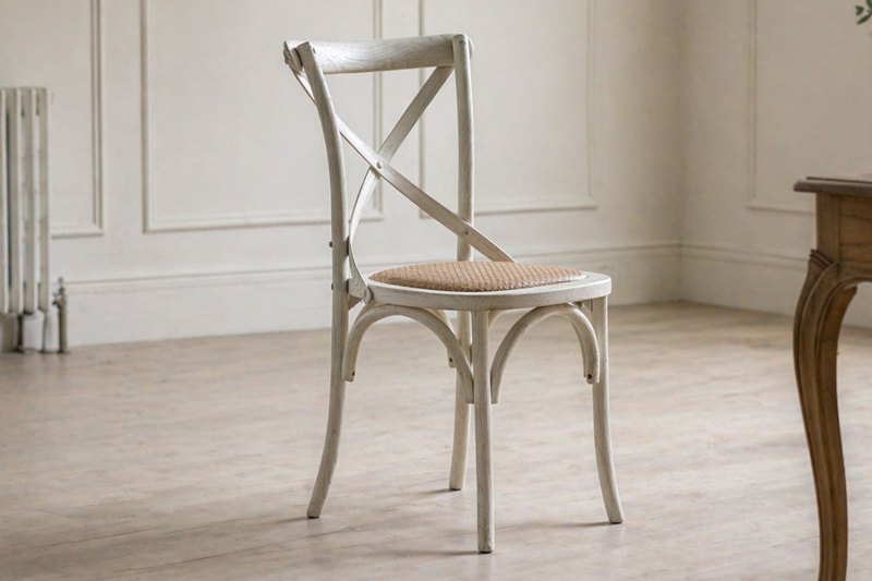 Gallery Direct Set of 2 Cafe White Oak Dining Chairs with Rattan Seat Gallery Direct Set of 2 Cafe White Oak Dining Chairs with Rattan Seat