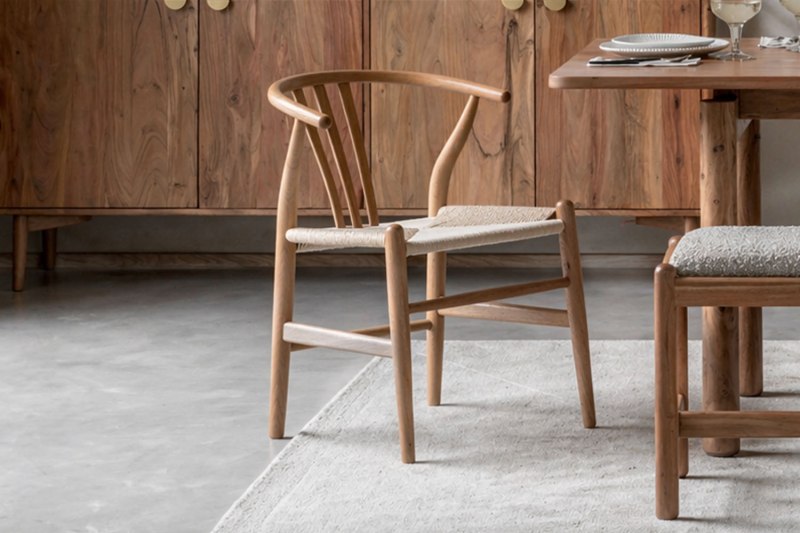 Gallery Direct Set of 2 Whitney Natural Elm Wishbone Back Dining Chairs with Woven Seat Gallery Direct Set of 2 Whitney Natural Elm Wishbone Back Dining Chairs with Woven Seat