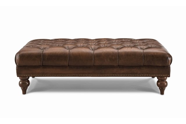 Buckingham Leather Chesterfield Footstool in Vintage Cognac Buckingham Leather Chesterfield Footstool in Vintage Cognac
