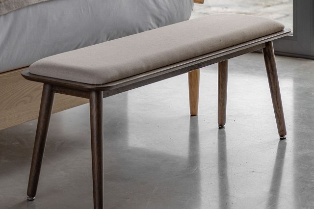 Gallery Direct Hatfield Smoked Oak Upholstered Bench Gallery Direct Hatfield Smoked Oak Upholstered Bench