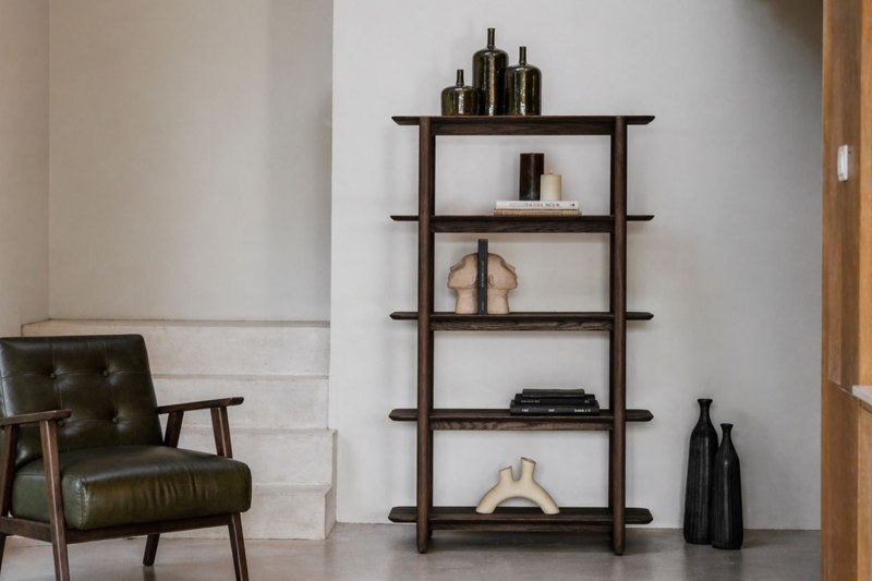 Gallery Direct Hatfield Smoked Oak Tall Open Display Unit Gallery Direct Hatfield Smoked Oak Tall Open Display Unit