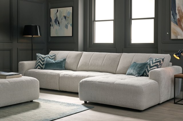 Opulent Fabric Large Modular Sofa with Chaise End Opulent Fabric Large Modular Sofa with Chaise End