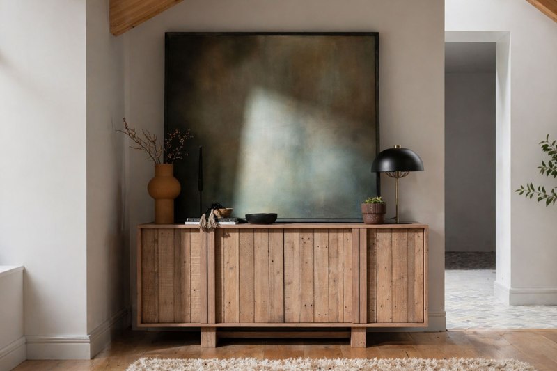 Oakley Reclaimed Wood Wide Sideboard in Rustic Buff Finish Oakley Reclaimed Wood Wide Sideboard in Rustic Buff Finish