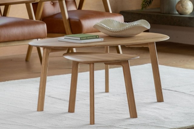 Gallery Direct Madrid Coffee Table Nest in Oak Gallery Direct Madrid Coffee Table Nest in Oak