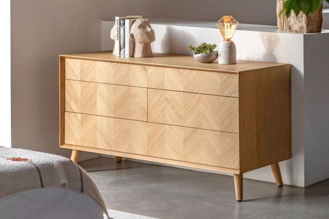 Gallery Direct Milano Oak 6 Drawer Chest of Drawers Gallery Direct Milano Oak 6 Drawer Chest of Drawers