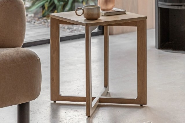 Gallery Direct Panelled Smoked Oak Side Table Gallery Direct Panelled Smoked Oak Side Table