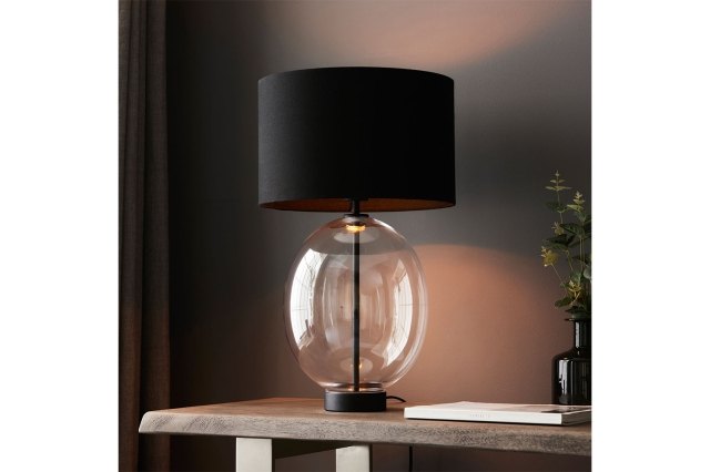 Gallery Direct Kelda Oval Table Lamp Clear Glass Black Gallery Direct Kelda Oval Table Lamp Clear Glass Black