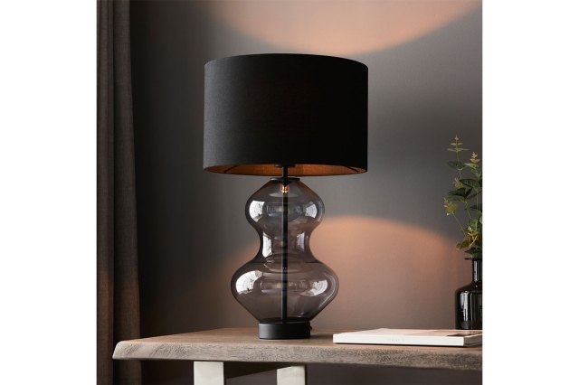 Gallery Direct Kelda Shaped Table Lamp Clear Glass Black Gallery Direct Kelda Shaped Table Lamp Clear Glass Black