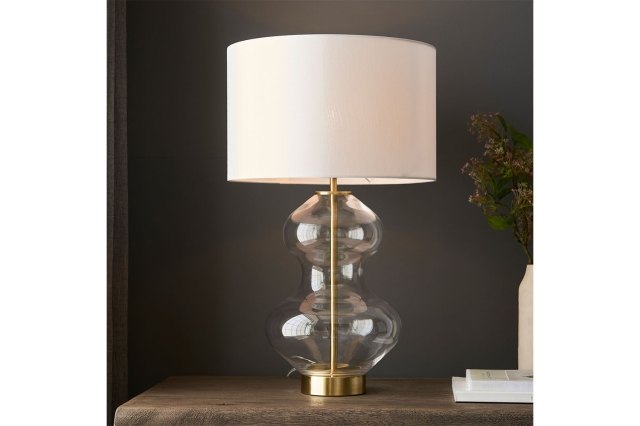 Gallery Direct Kelda Shaped Table Lamp Bright Nickel Gallery Direct Kelda Shaped Table Lamp Bright Nickel
