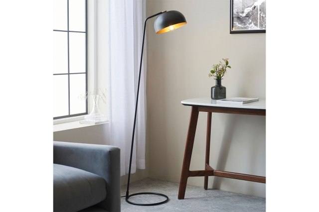 Gallery Direct Brair 1 Floor Light Matt Black & Antique Brass Gallery Direct Brair 1 Floor Light Matt Black & Antique Brass