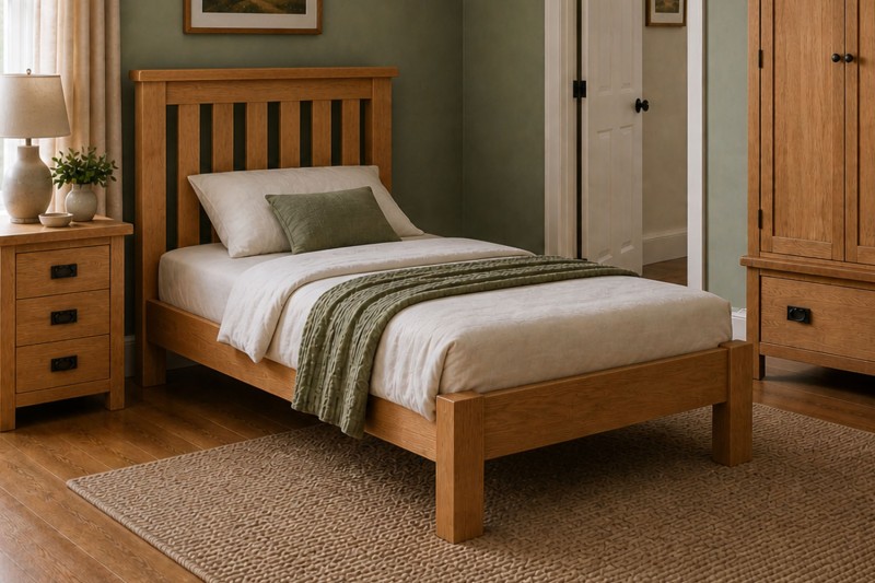 Salisbury Waxed Premium Oak Single 3'0 Low Bed Frame Salisbury Waxed Premium Oak Single 3'0 Low Bed Frame
