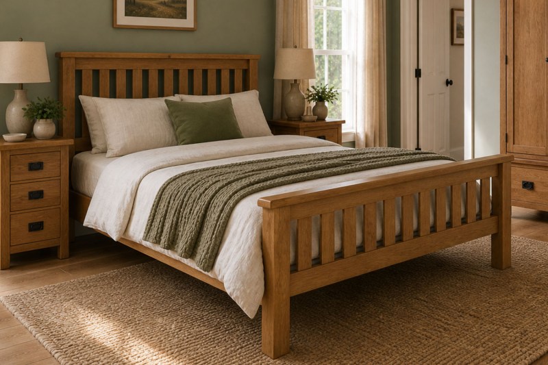 Salisbury Waxed Premium Oak Slatted Bed Frame Salisbury Waxed Premium Oak Slatted Bed Frame
