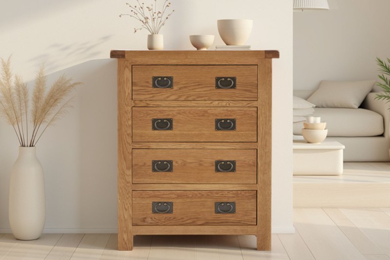 Salisbury Waxed Premium Oak 4 Drawer Chest Of Drawers Salisbury Waxed Premium Oak 4 Drawer Chest Of Drawers