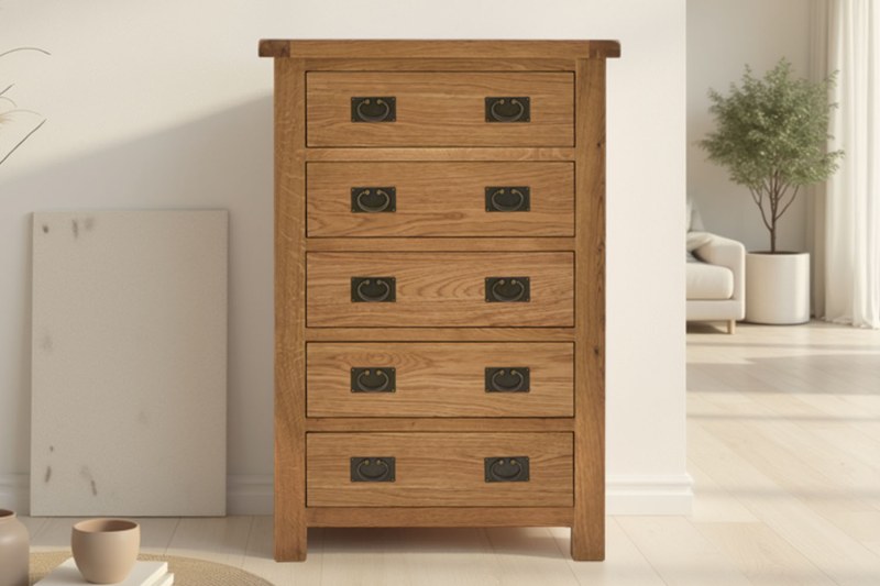 Salisbury Waxed Premium Oak 5 Drawer Chest Of Drawers Salisbury Waxed Premium Oak 5 Drawer Chest Of Drawers