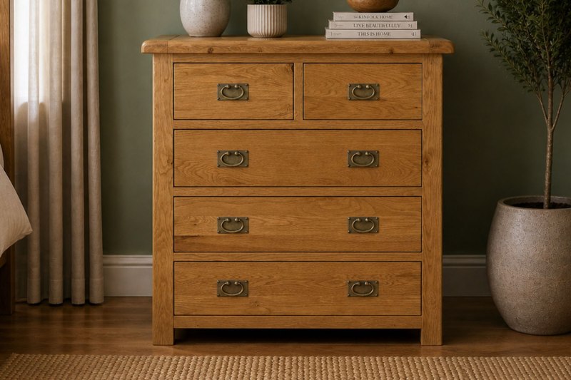 Salisbury Waxed Premium Oak 2 Over 3 Chest Of Drawers Salisbury Waxed Premium Oak 2 Over 3 Chest Of Drawers