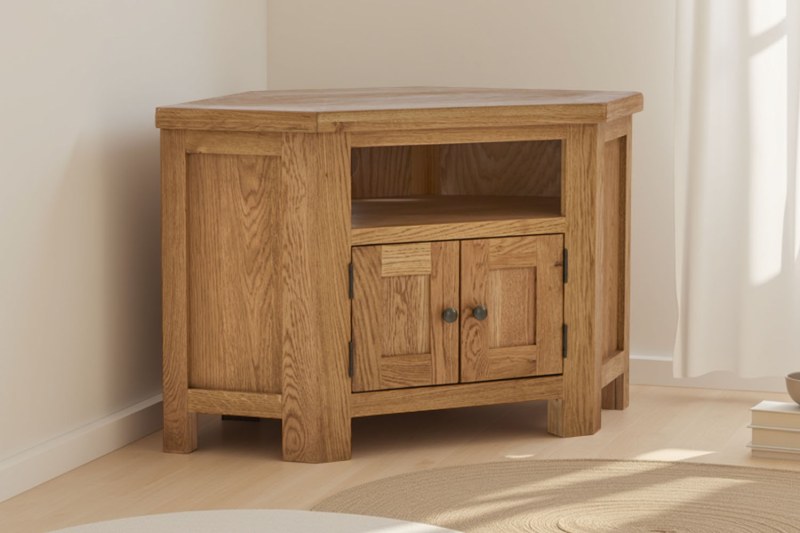 Salisbury Waxed Premium Oak Corner Tv Unit Salisbury Waxed Premium Oak Corner Tv Unit
