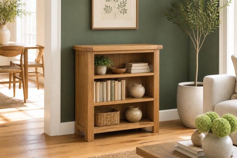 Salisbury Waxed Premium Oak Low Bookcase - Self Assembly Salisbury Waxed Premium Oak Low Bookcase - Self Assembly