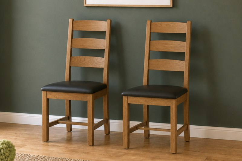 Salisbury Waxed Premium Oak Slatted Dining Chair With Pu Seat (Pair) Salisbury Waxed Premium Oak Slatted Dining Chair With Pu Seat (Pair)