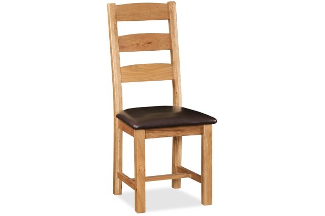 Salisbury Waxed Premium Oak Slatted Dining Chair With Pu Seat - Self Assembly Salisbury Waxed Premium Oak Slatted Dining Chair With Pu Seat - Self Assembly