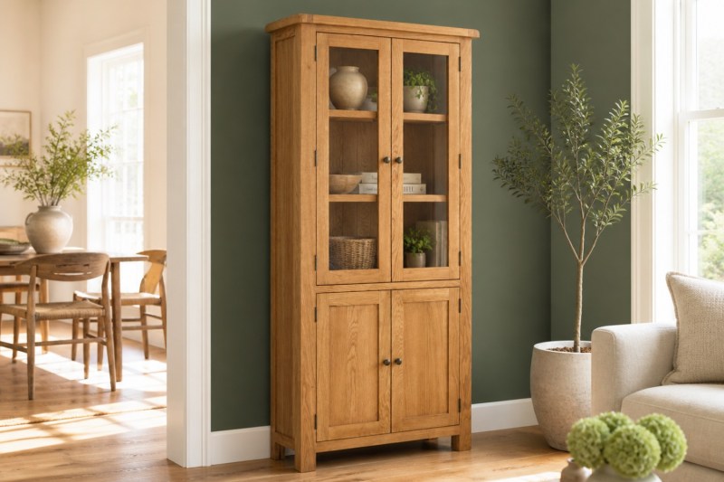 Salisbury Waxed Premium Oak Display Cabinet Salisbury Waxed Premium Oak Display Cabinet