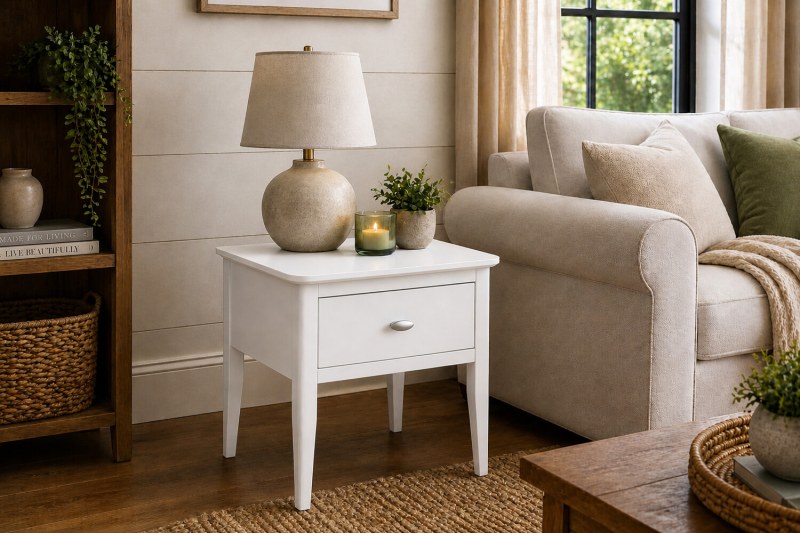 Hampstead Painted White Lamp Table Self Assembly Hampstead Painted White Lamp Table Self Assembly