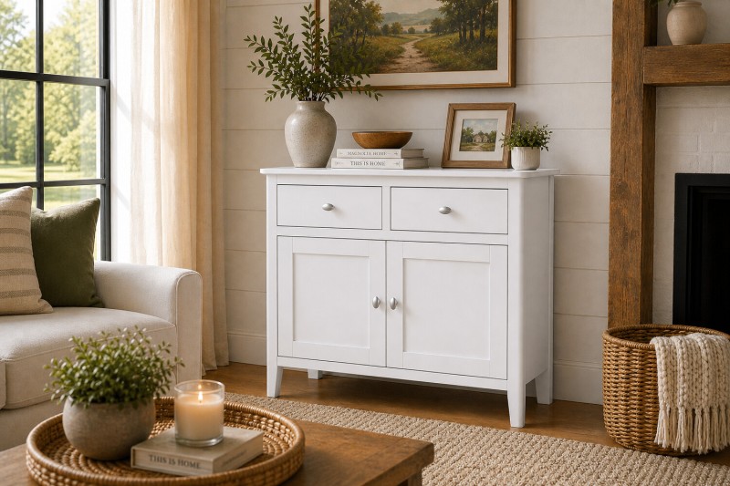 Hampstead Painted White 2 Door Sideboard Hampstead Painted White 2 Door Sideboard