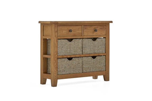 Burford Country Oak Console Table with Basket Burford Country Oak Console Table with Basket