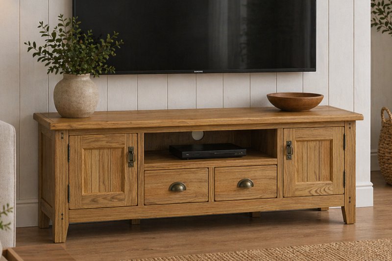 Burford Country Oak 180cm Large TV Unit Burford Country Oak 180cm Large TV Unit