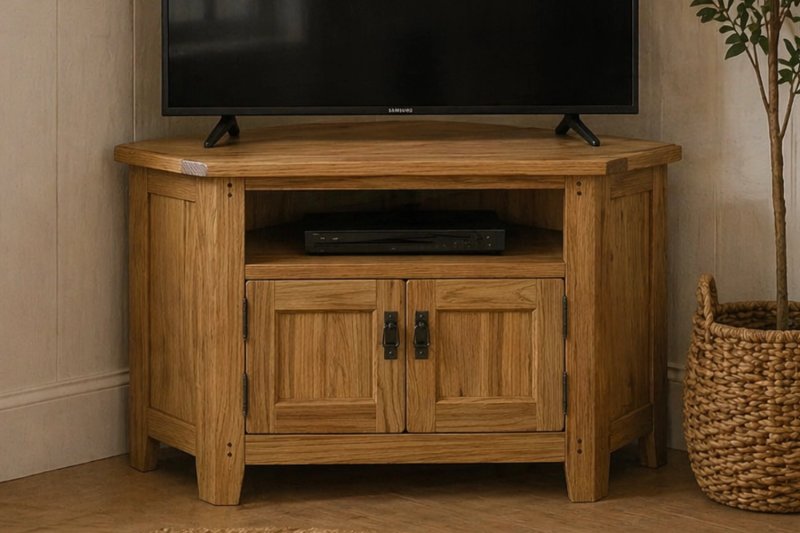 Burford Country Oak Corner TV Unit with Door Burford Country Oak Corner TV Unit with Door