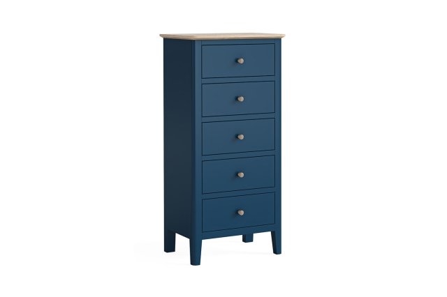 Marlow Oak Painted Navy Blue Tallboy Chest of Drawers Marlow Oak Painted Navy Blue Tallboy Chest of Drawers