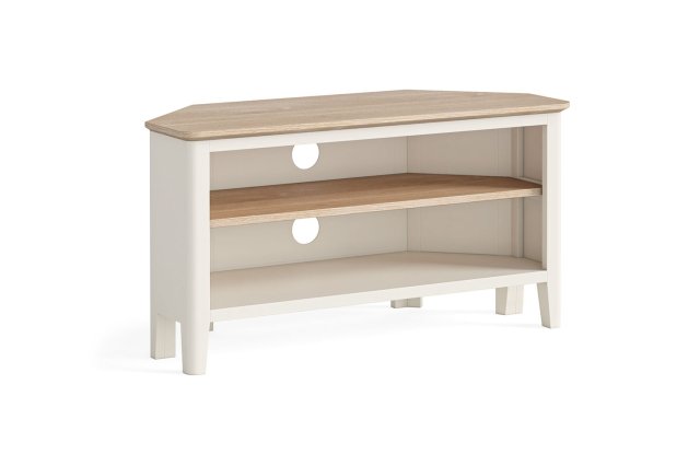 Marlow Oak Painted Coconut White Corner TV Unit Marlow Oak Painted Coconut White Corner TV Unit