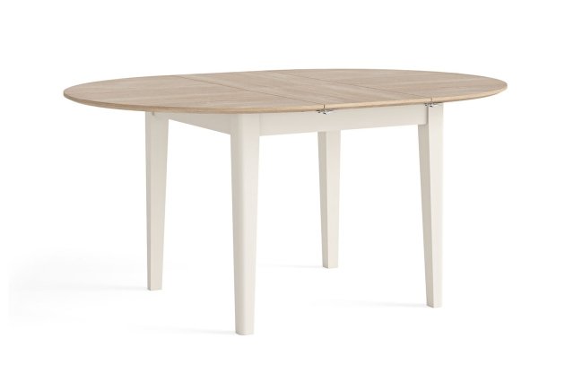 Marlow Oak Painted Coconut White Round Extending Dining Table Marlow Oak Painted Coconut White Round Extending Dining Table