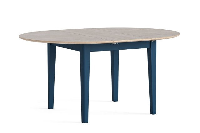 Marlow Oak Painted Navy Blue Round Extending Dining Table Marlow Oak Painted Navy Blue Round Extending Dining Table
