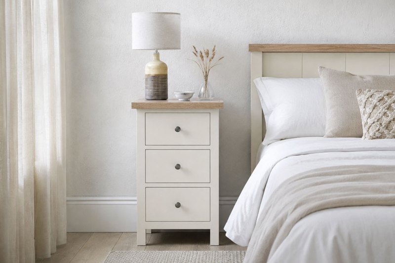 Modern Country Painted Oak Coconut White Bedside Table Modern Country Painted Oak Coconut White Bedside Table