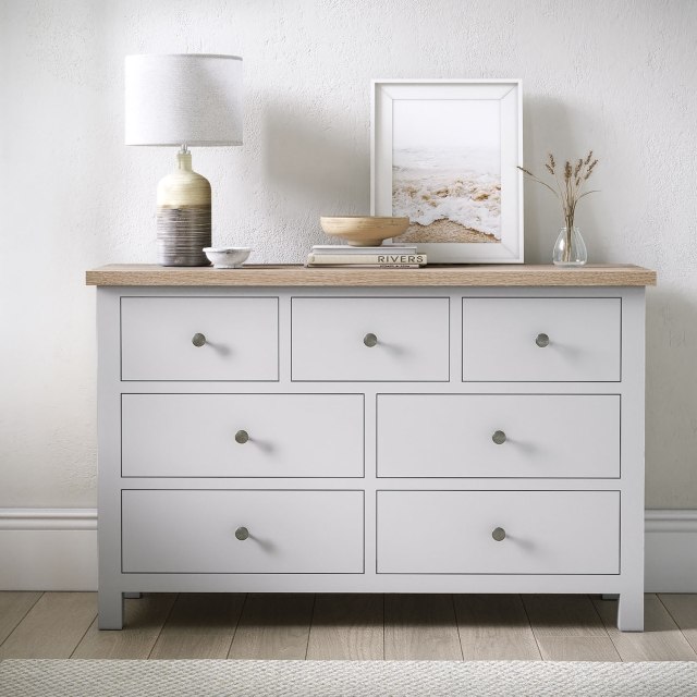 Modern Country Trelan Oak Grey 3 Over 4 Chest of Drawers