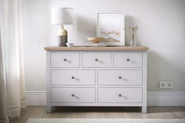 Modern Country Painted Oak Stone Grey 3 Over 4 Chest of Drawers Modern Country Painted Oak Stone Grey 3 Over 4 Chest of Drawers
