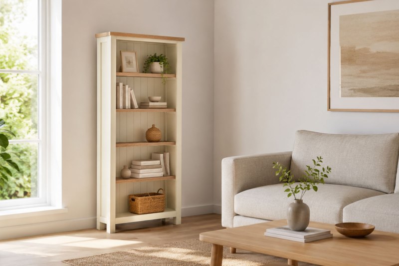 Modern Country Painted Oak Coconut White Large Bookcase Modern Country Painted Oak Coconut White Large Bookcase