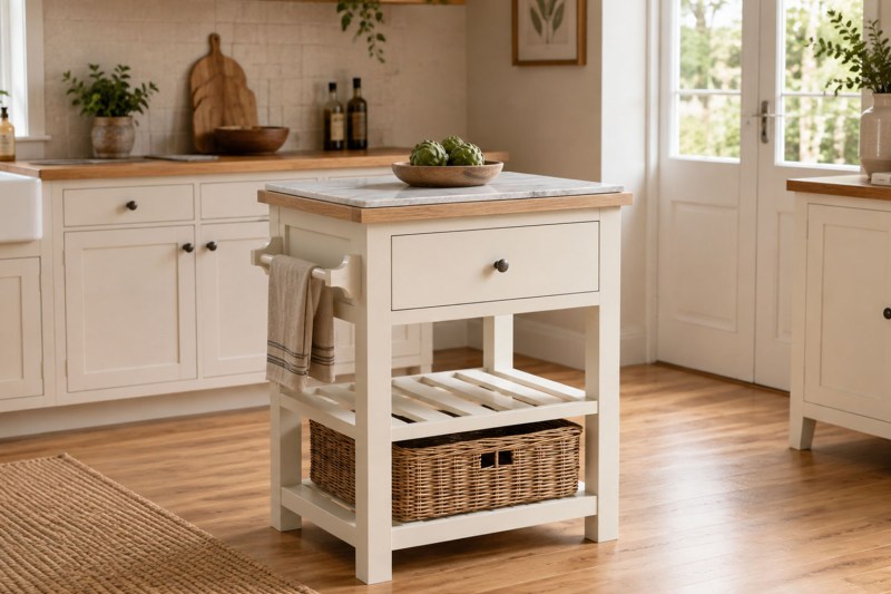 Modern Country Painted Oak Coconut White Small Kitchen Island Unit Modern Country Painted Oak Coconut White Small Kitchen Island Unit