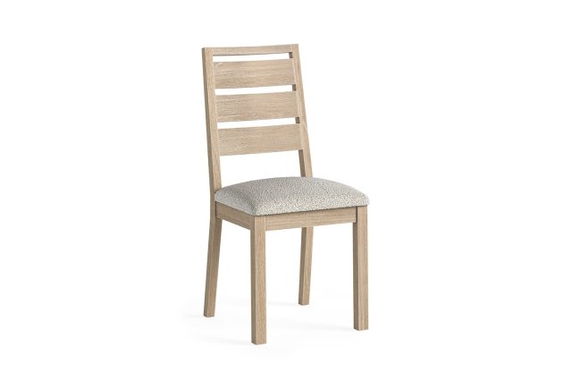 Modern Country Oak Dining Chair with Boucle White Seat Modern Country Oak Dining Chair with Boucle White Seat