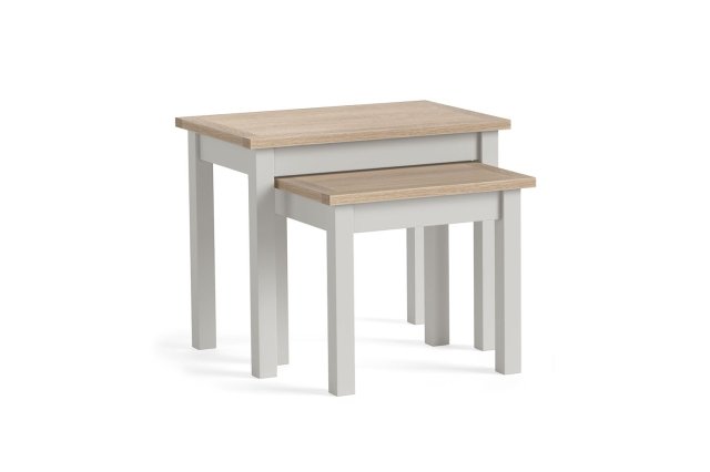 Modern Country Painted Oak Stone Grey Nest Of Tables Modern Country Painted Oak Stone Grey Nest Of Tables